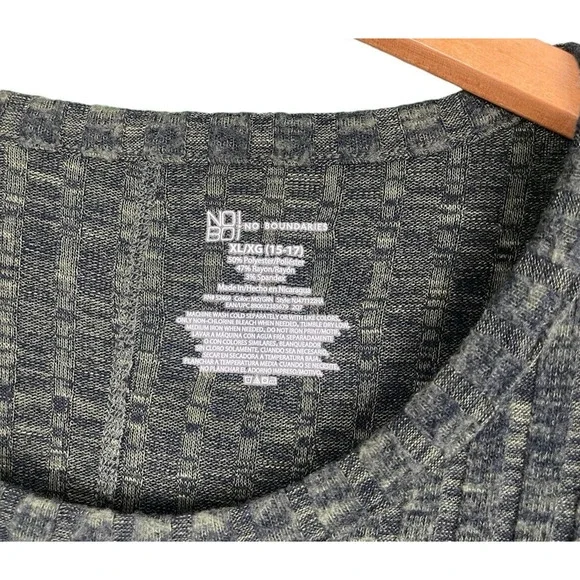 No Boundaries Shirt Size XL (15-17) Dark Green Black Ribbed Knit Long Sleeve - Picture 6 of 6